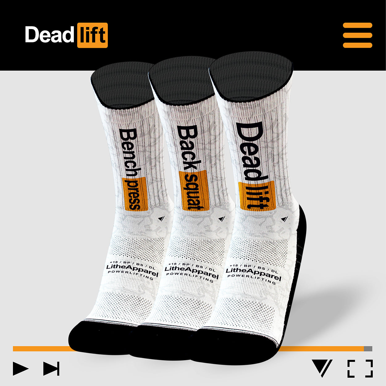 PACK 3 WHITE | POWERLIFTING RX SOCKS
