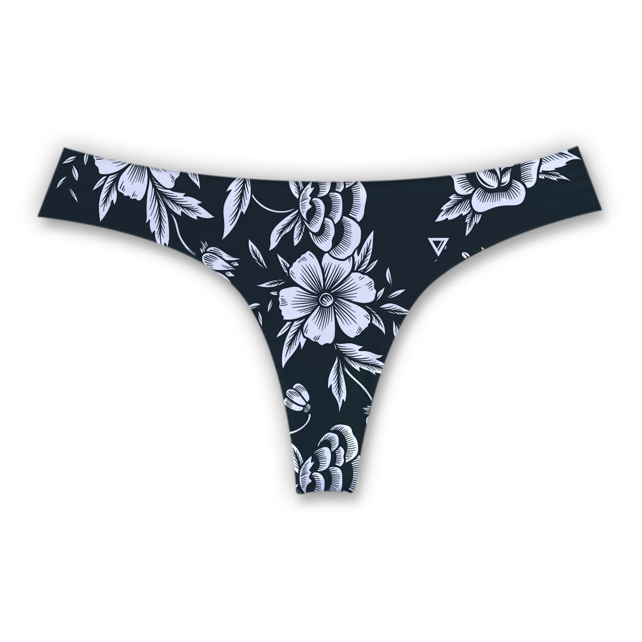 BLACK WHITE ROSES [WOMENS SEAMLESS THONG]