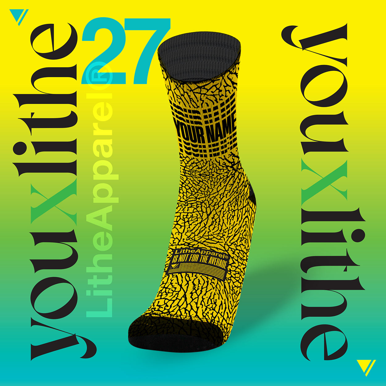 YOU X LITHE | CALCETINES PERSONALIZADOS | ELEPHANT YELLOW