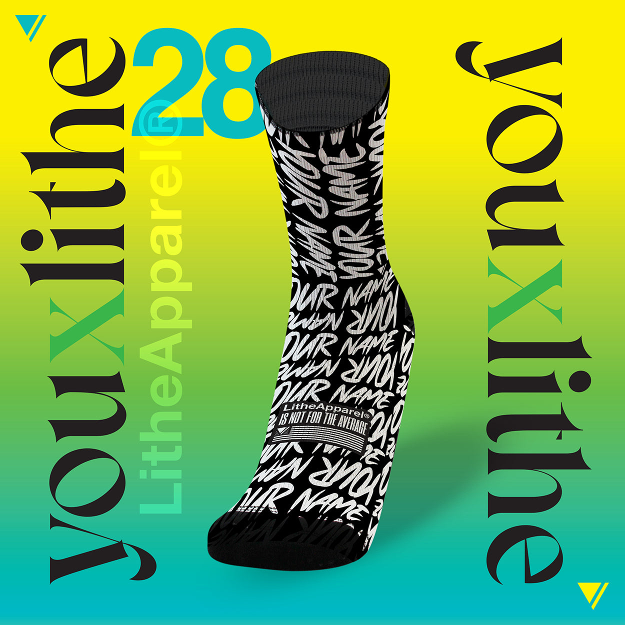 YOU X LITHE | CALCETINES PERSONALIZADOS | HANDWRITTEN BLACK