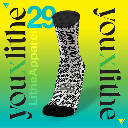 YOU X LITHE | CALCETINES PERSONALIZADOS | HANDWRITTEN WHITE