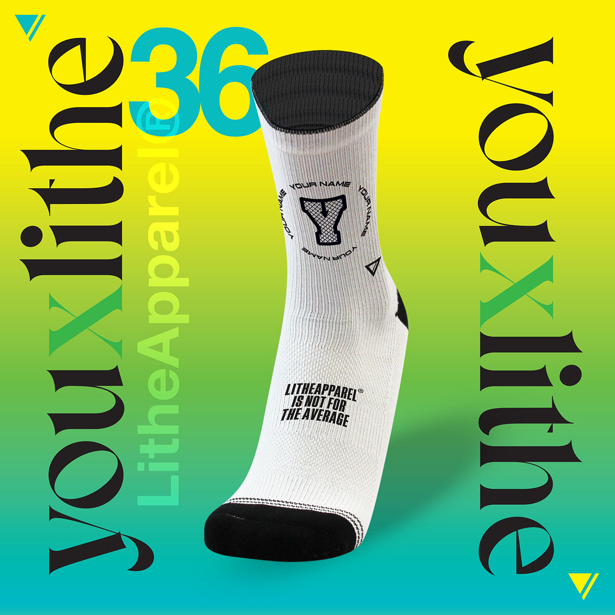 YOU X LITHE | CALCETINES PERSONALIZADOS | CAPITAL WHITE