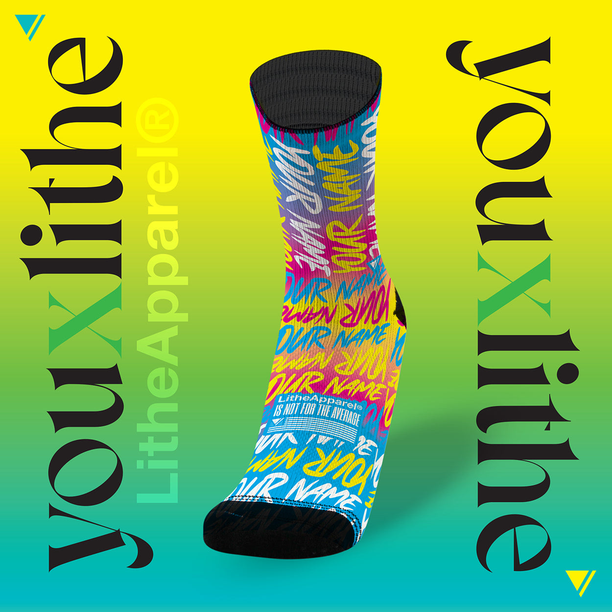 YOU X LITHE | HANDWRITTEN PERSONALIZED SOCKS | 4 PACK